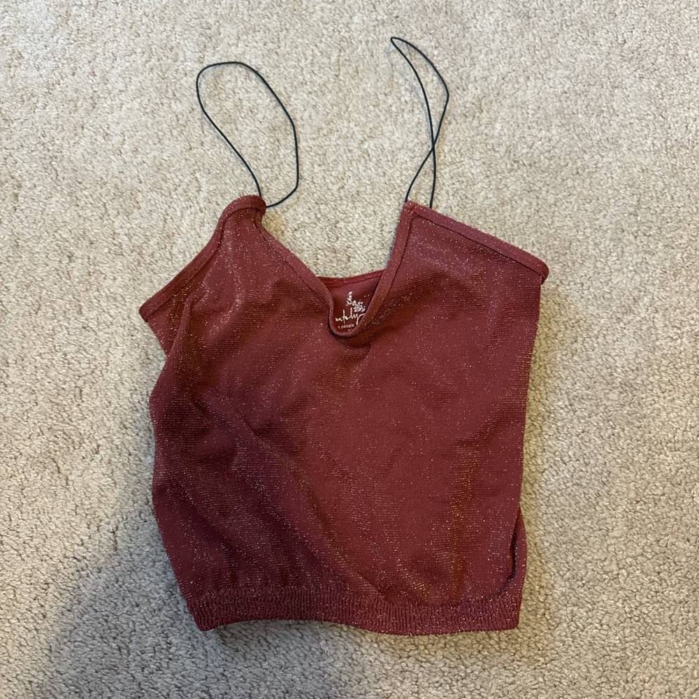 Free People Maroon Sparkle Cami
